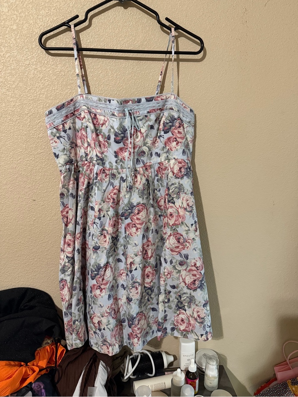 Abercrombie & Fitch Floral Spaghetti Strap Sundress in Light Blue and Pink